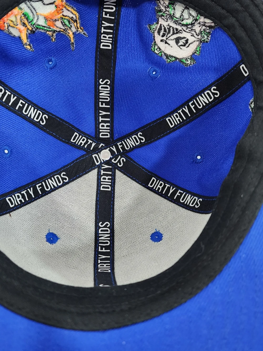 Dirty Funds Blue Fitted Baseball Cap Hat Embroidered Skull Unisex Size 7 1/2